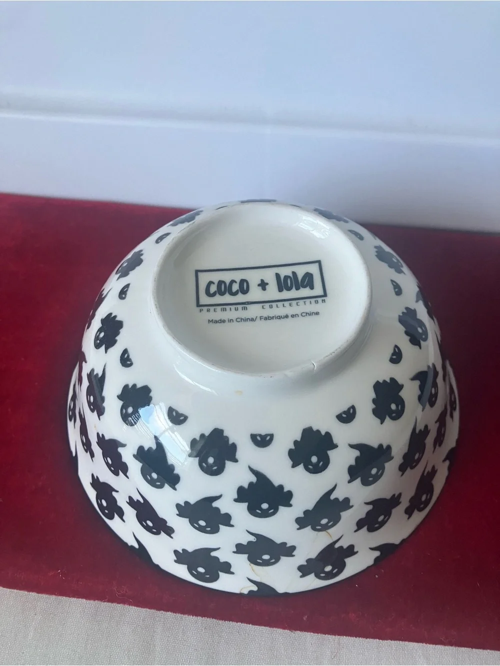 Coco Lola Halloween Ghost Ceramic Bowl Black White Spooky Fall Decor 6.25”.